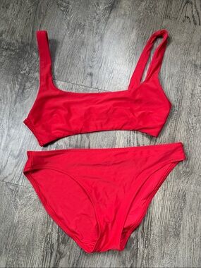 aerie Red Scoop Bikini Set